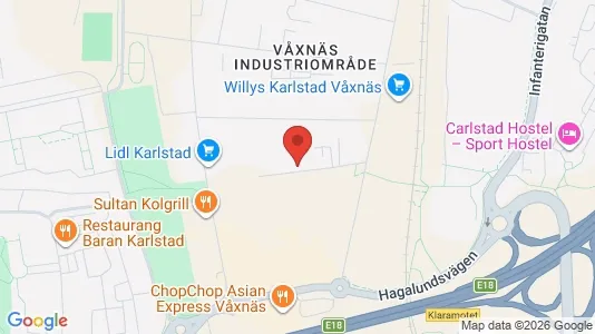 Kontorslokaler att hyra i Karlstad - kort over placeringen