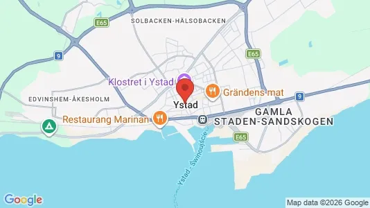 Restauranglokaler att hyra i Ystad - kort over placeringen