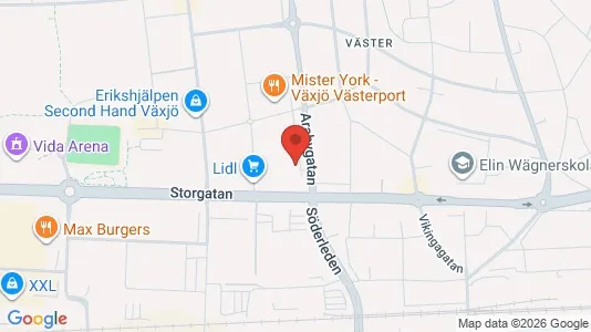 Kontorslokaler att hyra i Växjö - kort over placeringen