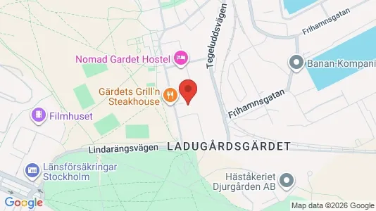 Kontorslokaler att hyra i Gärdet/Djurgården - kort over placeringen