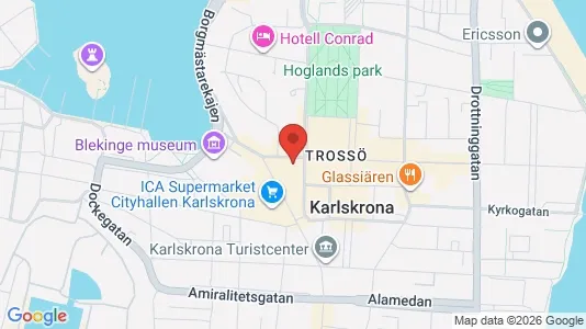 Kontorslokaler att hyra i Karlskrona - kort over placeringen