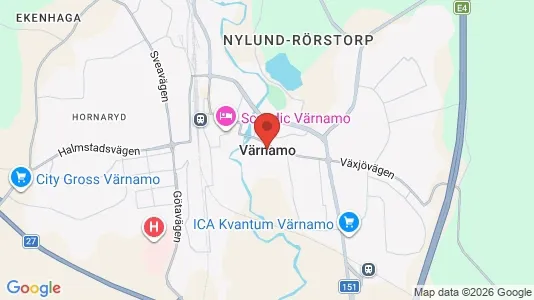 Butikslokaler att hyra i Värnamo - kort over placeringen