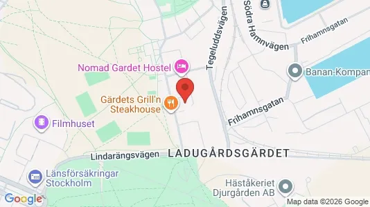 Kontorslokaler att hyra i Gärdet/Djurgården - kort over placeringen