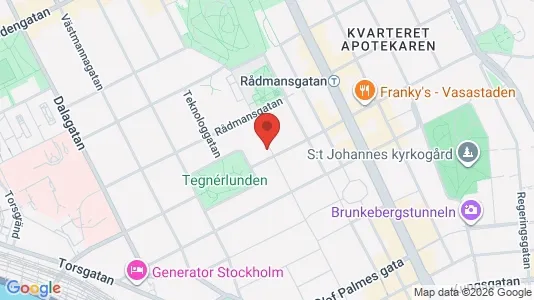 Kontorslokaler att hyra i Vasastan - kort over placeringen
