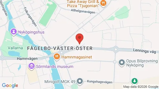Kontorslokaler att hyra i Nyköping - kort over placeringen