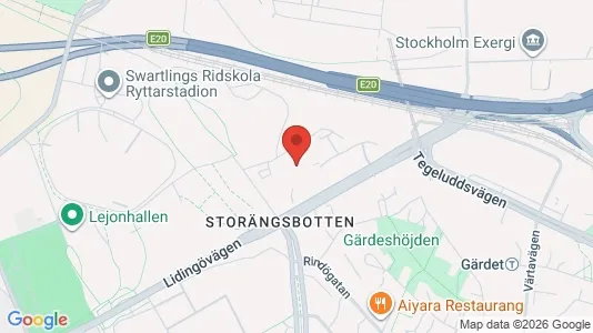 Kontorslokaler att hyra i Gärdet/Djurgården - kort over placeringen