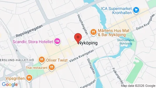 Kontorslokaler att hyra i Nyköping - kort over placeringen