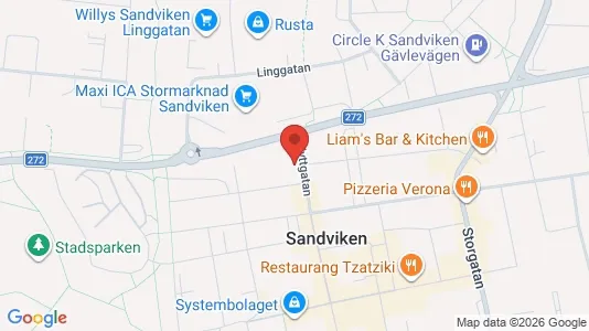 Kontorslokaler att hyra i Sandviken - kort over placeringen