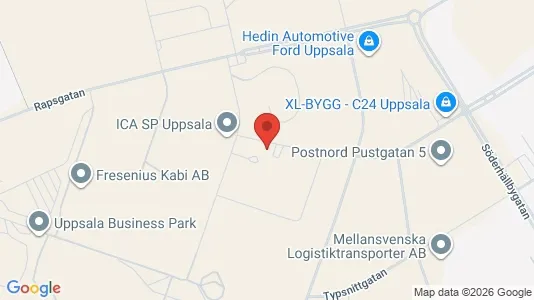 Kontorslokaler att hyra i Uppsala - kort over placeringen