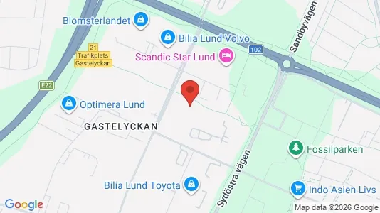 Kontorslokaler att hyra i Lund - kort over placeringen