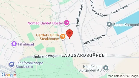 Kontorslokaler att hyra i Gärdet/Djurgården - kort over placeringen