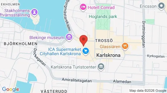 Kontorslokaler att hyra i Karlskrona - kort over placeringen