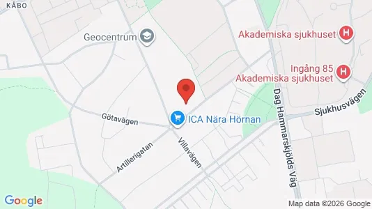 Kontorslokaler att hyra i Uppsala - kort over placeringen
