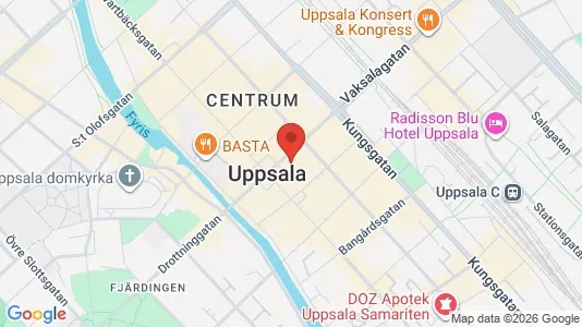 Kontorslokaler att hyra i Uppsala - kort over placeringen