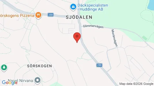 Industrilokaler att hyra i Huddinge - kort over placeringen