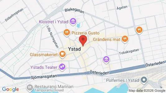 Affärslokaler att hyra i Ystad - kort over placeringen
