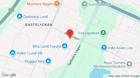 Lagerlokaler att hyra i Lund - kort over placeringen