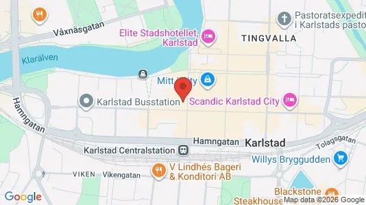 Kontorslokaler att hyra i Karlstad - kort over placeringen