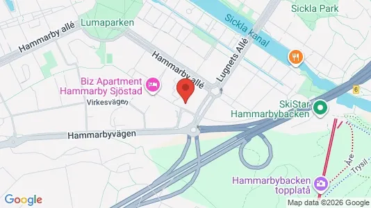 Kontorslokaler att hyra i Hammarbyhamnen - kort over placeringen