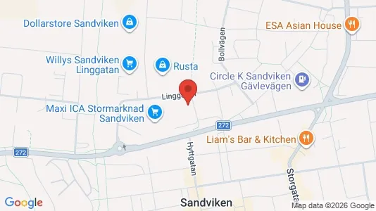 Kontorslokaler att hyra i Sandviken - kort over placeringen