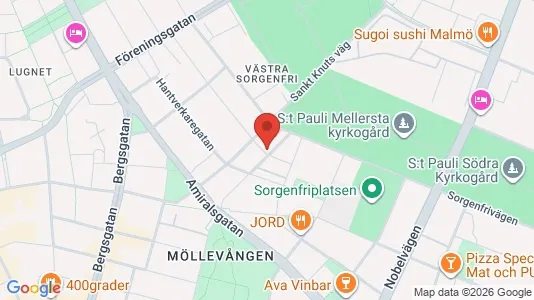 Lagerlokaler att hyra i Malmö Centrum - kort over placeringen