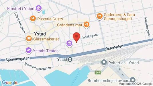 Affärslokaler att hyra i Ystad - kort over placeringen