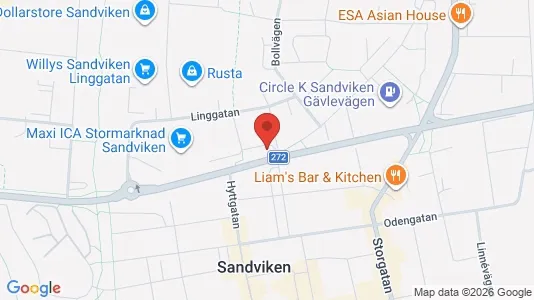 Affärslokaler att hyra i Sandviken - kort over placeringen