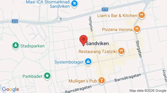 Kontorslokaler att hyra i Sandviken - kort over placeringen