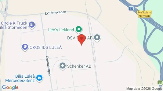 Lagerlokaler att hyra i Luleå - kort over placeringen