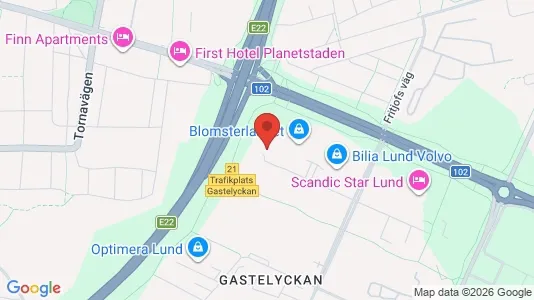 Kontorslokaler att hyra i Lund - kort over placeringen