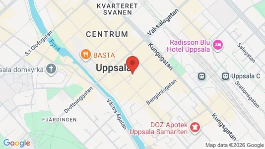 Affärslokaler att hyra i Uppsala - kort over placeringen